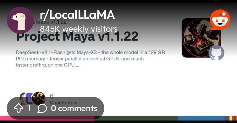 From the LocalLLaMA community on Reddit: Maya-XS runs DeepSeek-V4.1-Flash in 120.6 GB, with all 384 experts resident in GPU memory…