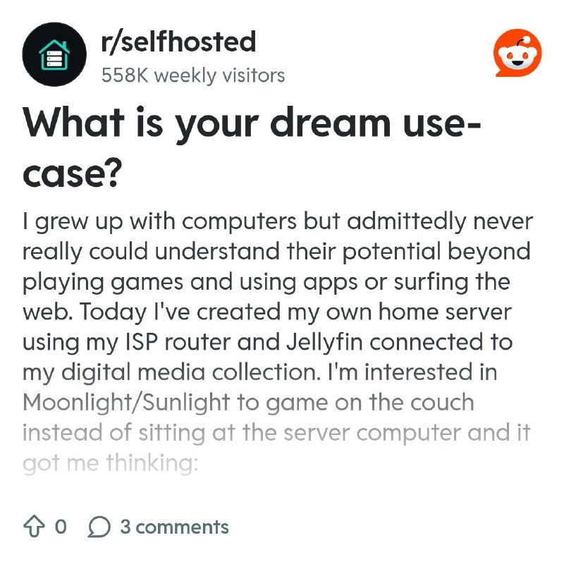 From the selfhosted community on Reddit