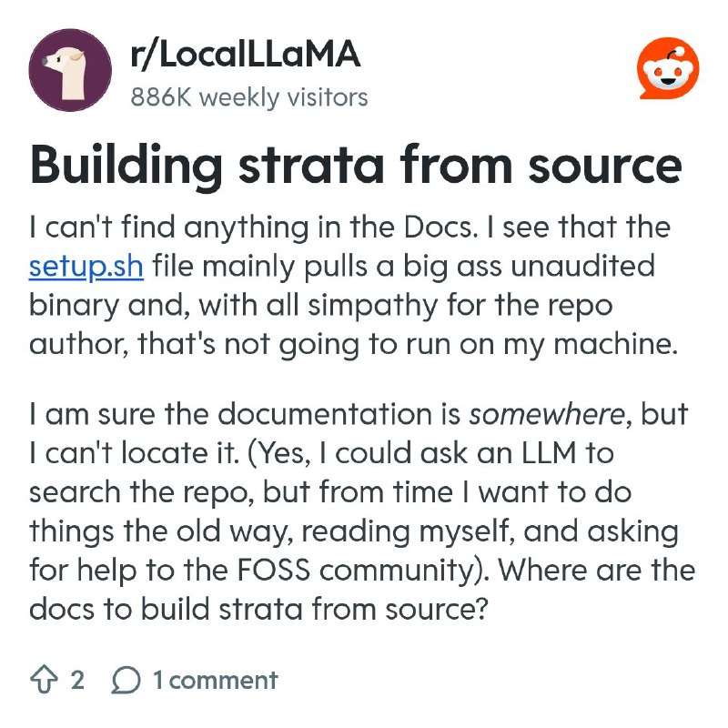 From the LocalLLaMA community on Reddit: Building strata from source