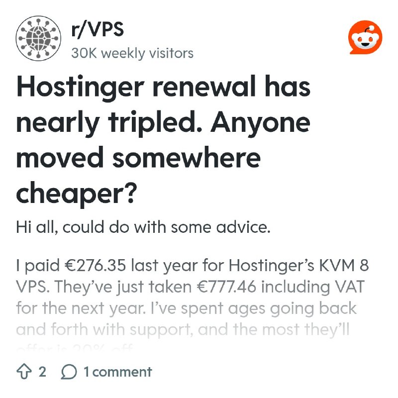 From the VPS community on Reddit
