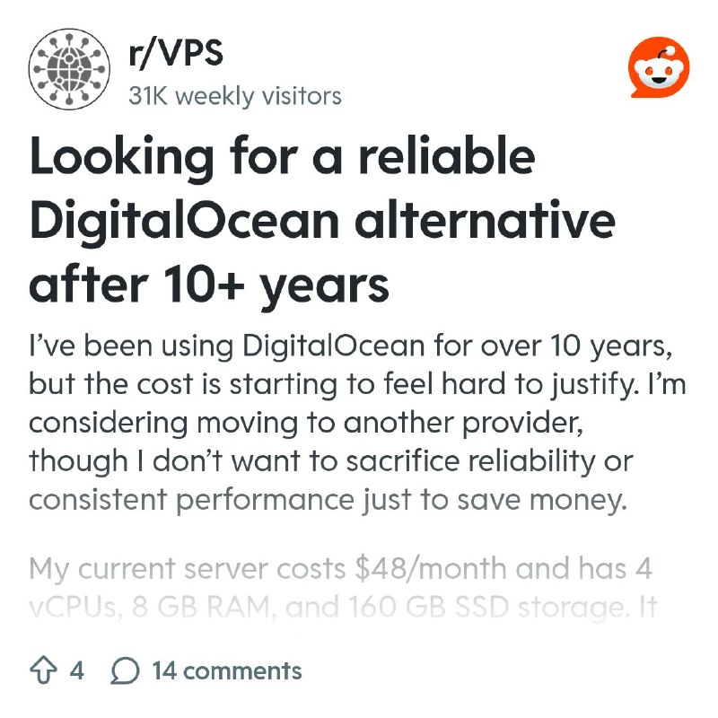 From the VPS community on Reddit