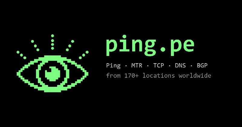 Ping, MTR, TCP, DNS and BGP tests from 170+ locations | ping.pe