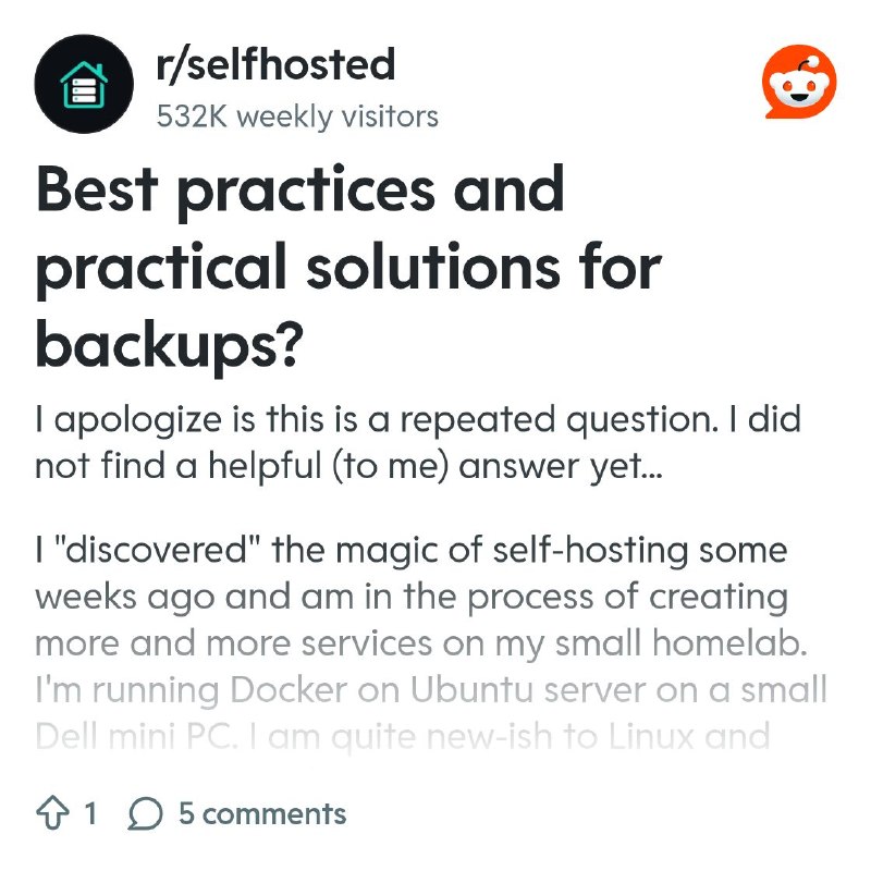 From the selfhosted community on Reddit