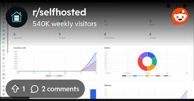 From the selfhosted community on Reddit: I built an open-source CRM for Italian small-medium businesses (quotes, VAT invoices,…
