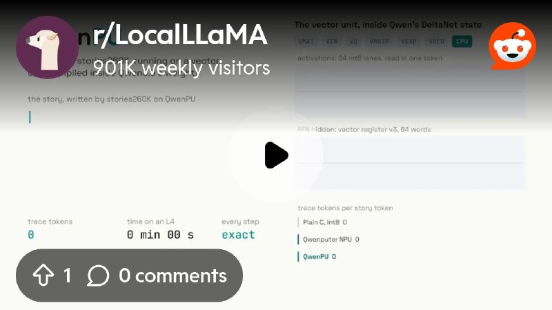 From the LocalLLaMA community on Reddit: An LLM inside an LLM - Same guy who put a RISK-V CPU inside Qwen has now made Karpathy's…
