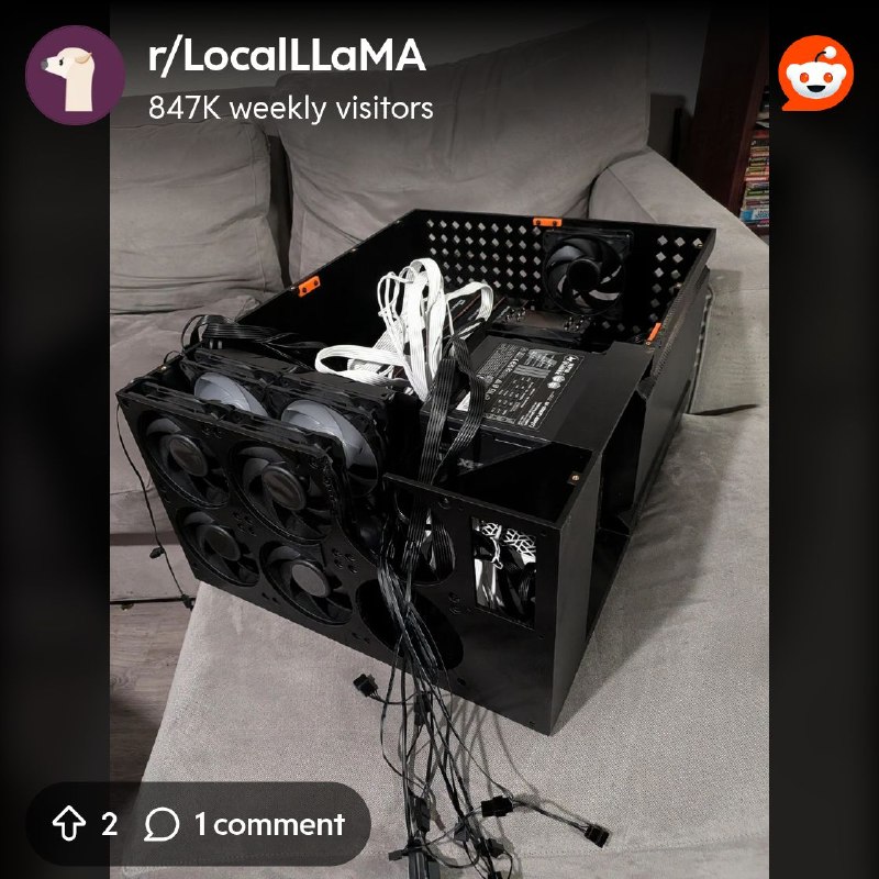 From the LocalLLaMA community on Reddit: 4x v620 in a LLM generated and 3d printed chassis