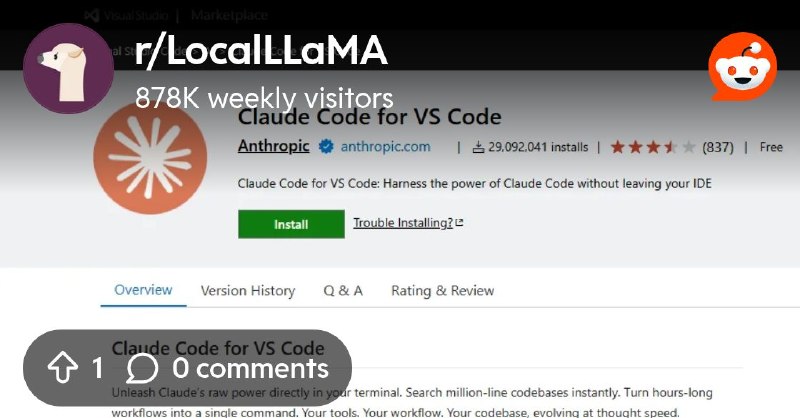 From the LocalLLaMA community on Reddit: Official Claude Code VS Code Extension Compromised to Install Persistent SSH Backdoor