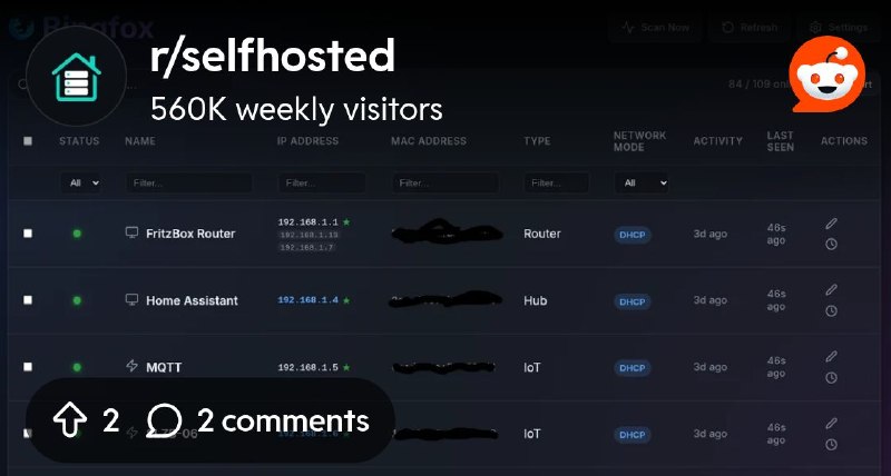 From the selfhosted community on Reddit: Bingfox a lightweight, real-time network scanner